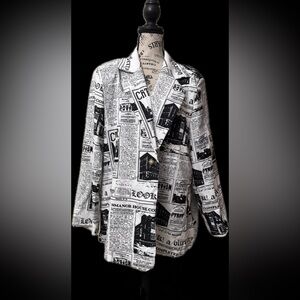 Newspaper Print Women's Jacket • NWOT